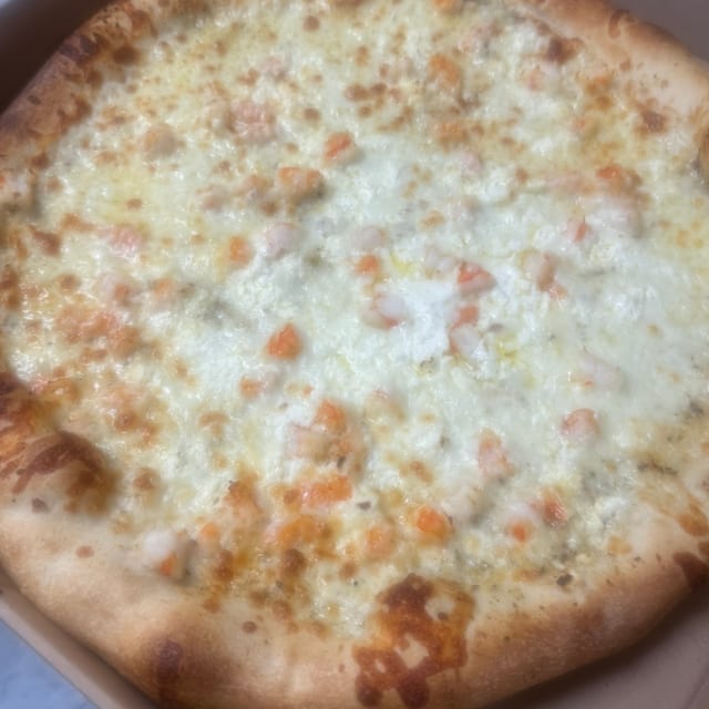 White Shrimp Pizza.