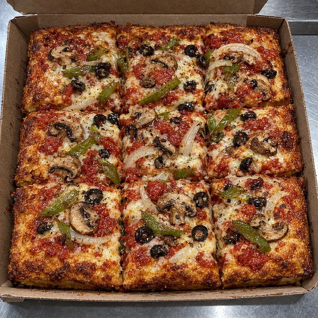 Sicilian Vegetable Pizza.
