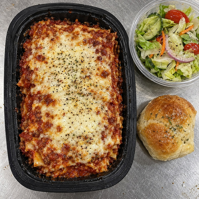 Lasagna Dinner with Salad & Bread.
