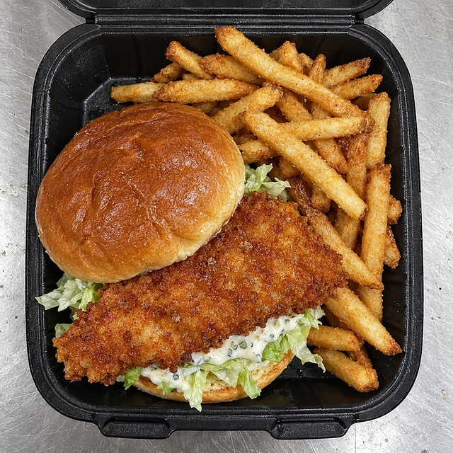 Flounder Fillet Sandwich.