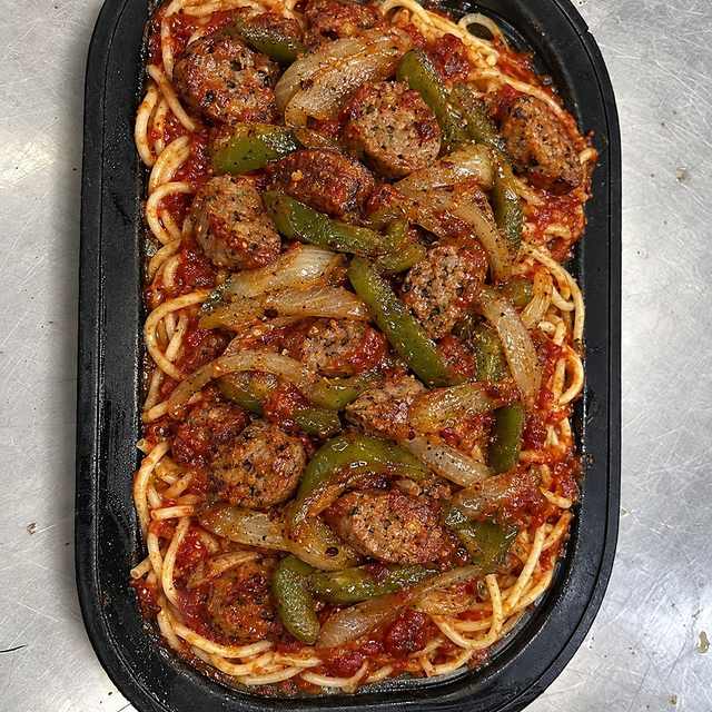Spaghetti With Sausage & Peppers.