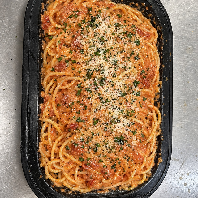 Spaghetti With Pink Sauce.