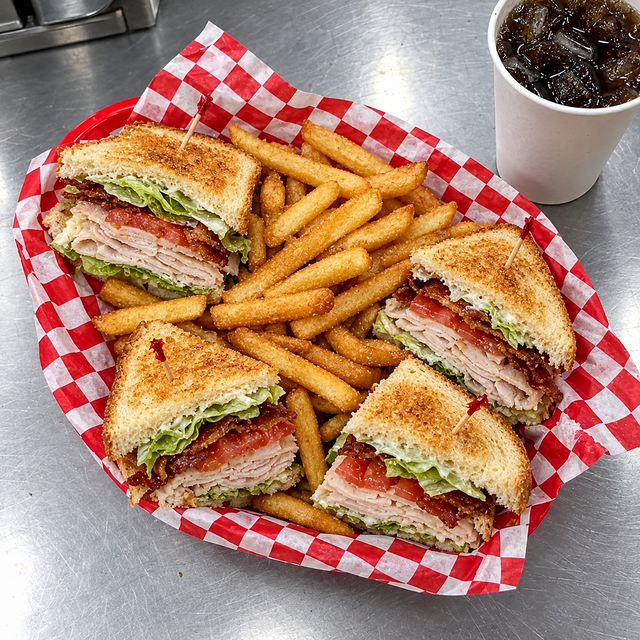 Ham or Turkey Club Sandwich Lunch.