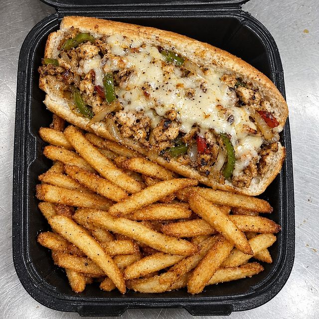 Chicken Philly Sub with Fries.