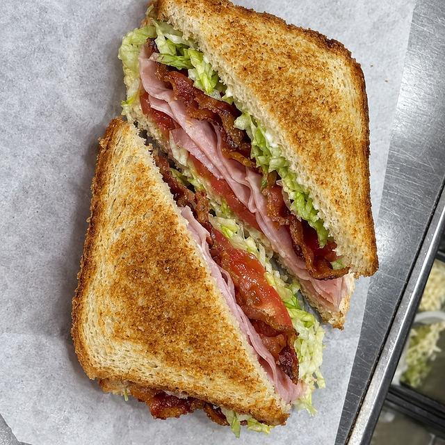 Ham with Bacon Sandwich.