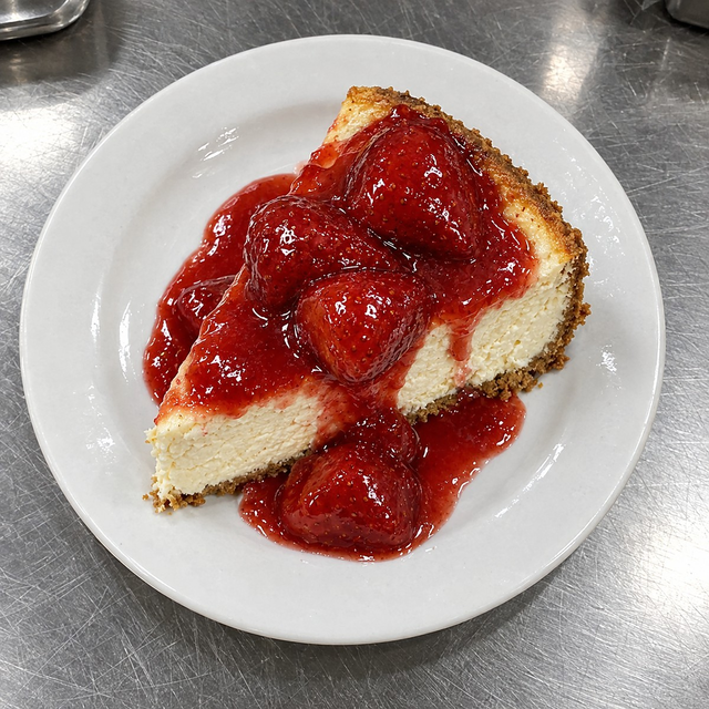 Cheesecake with Strawberry Topping.